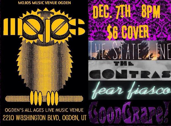TheStateLineUT's tweet image. If any of you guys live in the northern Utah area we have a show at Mojo's music cafe in Ogden this Saturday! :)
