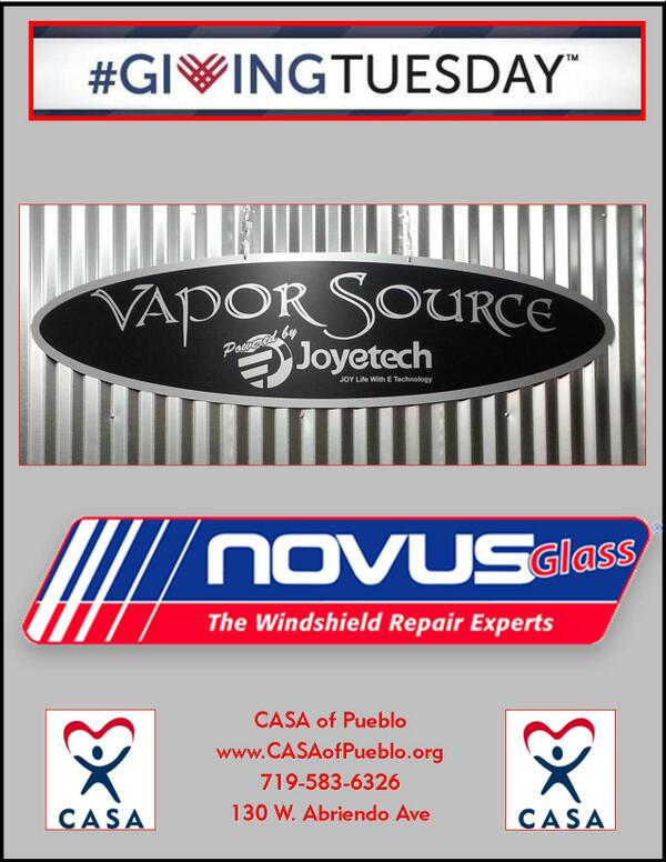 Thank you Vapor Source and Novus Auto Glass for kicking off #GivingTuesday with generous gifts to #CASAofPueblo!