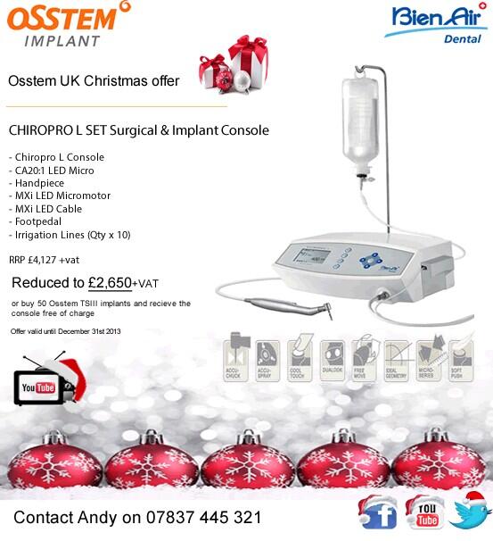 andymcgrath81's tweet photo. Osstem Christmas offer @bienairuk surgical &amp; implant motor reduced from £4,127 to £2,650 for December (see flyer) http://t.co/1H4ah1VEsU