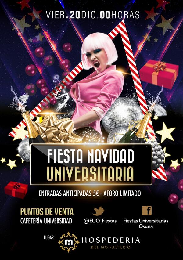 EUO_Fiestas's tweet photo. ¿A QUÉ ESTÁS ESPERANDO? Fiesta de Navidad Universitaria! 20/Dic en La Hospedería. Solo entradas ANTICIPADAS 5€!! http://t.co/Bx8kCvd9xh