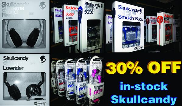 Ride1's tweet photo. 30% off in-stock Skullcandy! #Skullcandy #Christmas #CyberMonday #CyberWeek #Headphones #Sale http://t.co/Sp9WWDlSxf