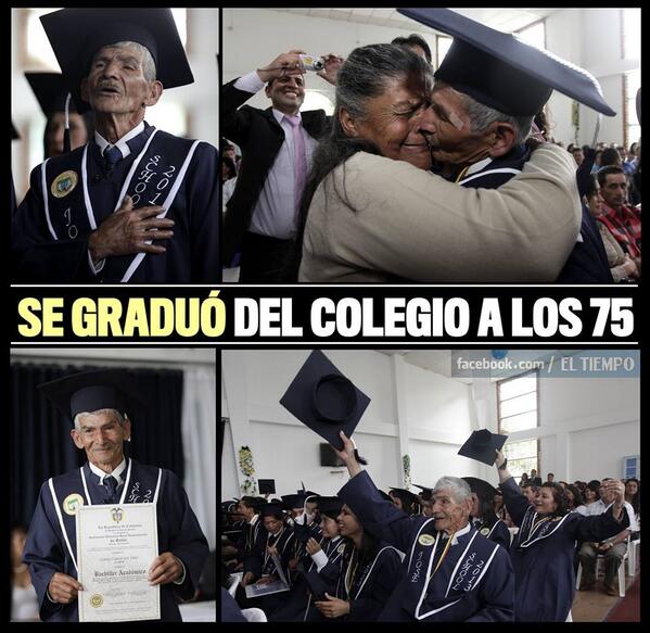 ELTIEMPO's tweet photo. Se graduó de bachiller a los 75 años http://t.co/tb7DehCu4n http://t.co/29nicleXXq