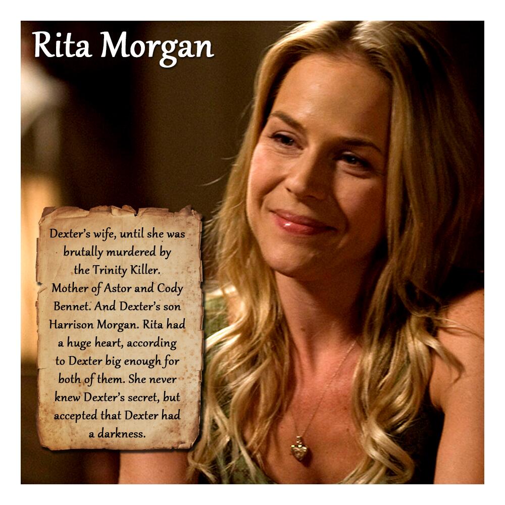 Dexter Morgan on X: "#CharacterOfTheWeek. Rita Morgan. Great person, in my  opinion Dexter's best partner. http://t.co/kk928uc10a" / X
