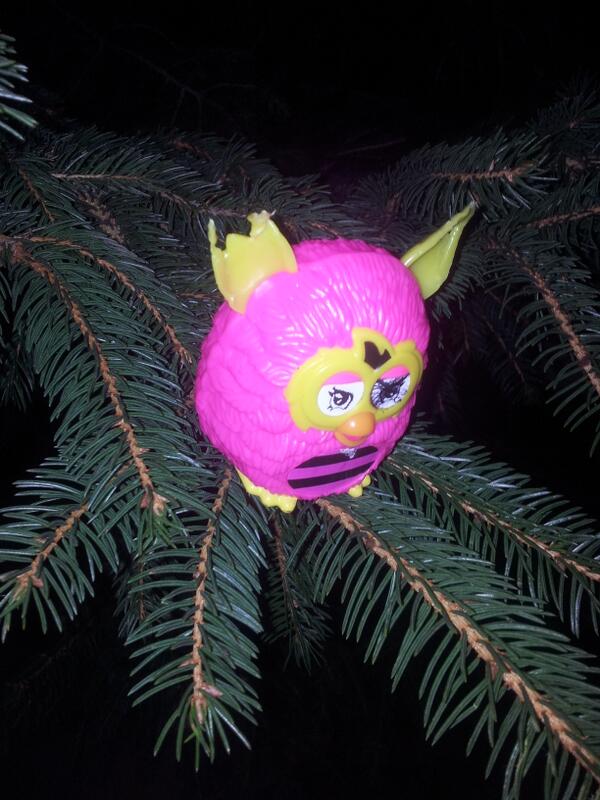 MeganBoyle2's tweet photo. Jack put the furby on the christmas tree in the hall hahhaa http://t.co/FvRoKVTkrz