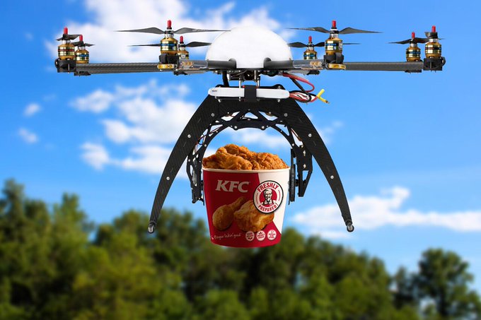 handle Trække ud sandsynligt This Guy Flew a Drone Through the KFC Drive-Thru to Pick Up His Meal
