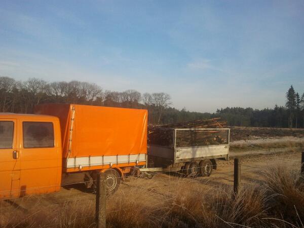 Vandaag met een aantal deelnemers uit het bos weer een vracht bomen gehaald. Het weer was prachtig.