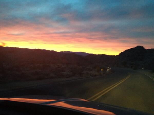 Out in the Joshua Tree desert writing with Jacknife. This was driving at sunset last night.