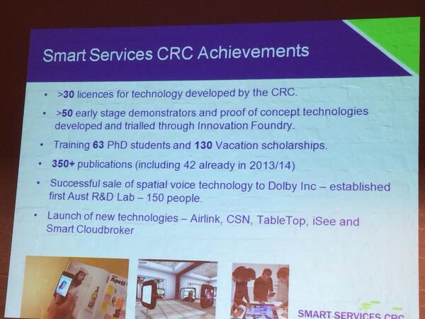 smartservices's tweet photo. Smart services #CRC #achievements @crca #sscrcconf2013 http://t.co/o2I0iU6D5T