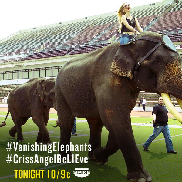 paramountnet's tweet photo. Two hours and counting! @CrissAngel is #VanishingElephants tonight at 10/9c. http://t.co/Y22shSKpWa