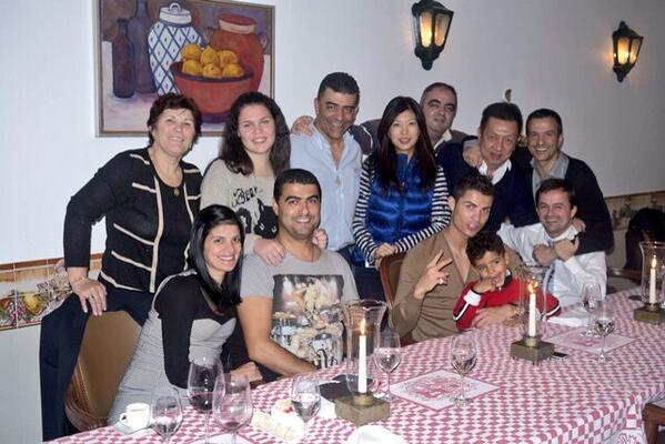 Cristiano's tweet photo. Enjoyable dinner with family and friends in Madeira. http://t.co/ZCDBMTPfjd