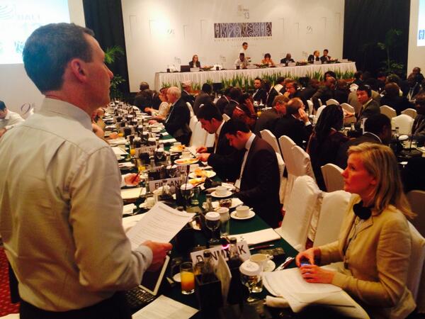 Sorenlippert's tweet photo. Hæk tar ordet @bali: de mindst udviklede lande har mest at vinde på en #WTO aftale http://t.co/q6rNJv6MYe