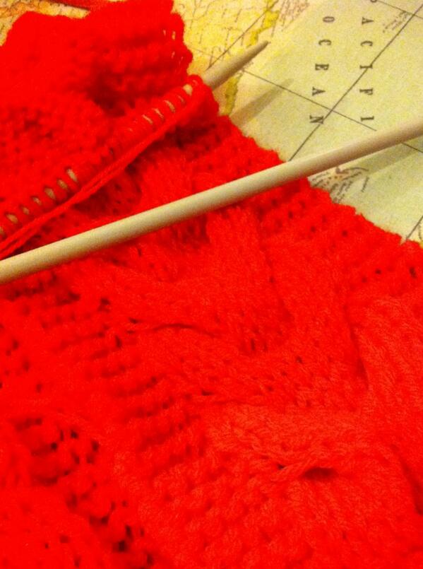 Nothing like a spot of early morning knitting, the colour's so bright it refuses to be photographed!