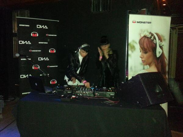 MonsterProducts's tweet photo. Our favorite twins @NinaSky keeping the crowd on their feet at @PerezHilton's #POPUP3 album launch party! #INMYDNA http://t.co/xeqecc6tSy