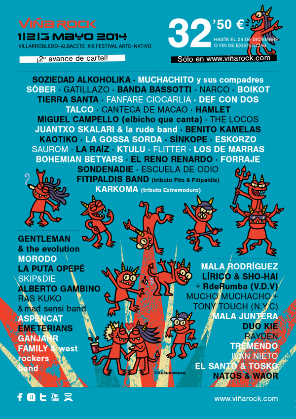 VinaRockOficial's tweet photo. Muchachito, Mala Rodríguez, Sôber, Morodo, Talco y Boikot, entre otros, se incorporan al cartel #ConfirmacionesVR2014 http://t.co/guOt9LVXFT