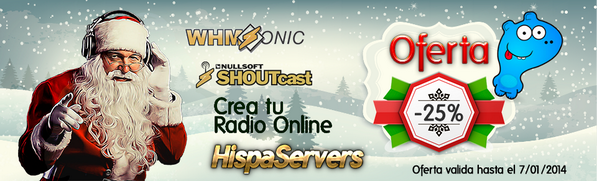 Hispaservers's tweet photo. OFERTA NAVIDAD RADIOS ONLINE  -25 % de Descuento en todos nuestros planes de streaming para nuevos clientes. http://t.co/8JYKrS2FsB