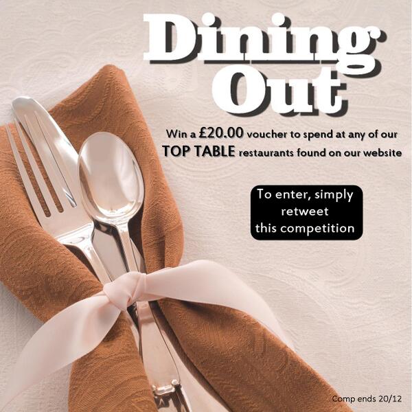 Enter &amp; you could enjoy £20.00 of your next meal at one of our Top Table Restaurants!