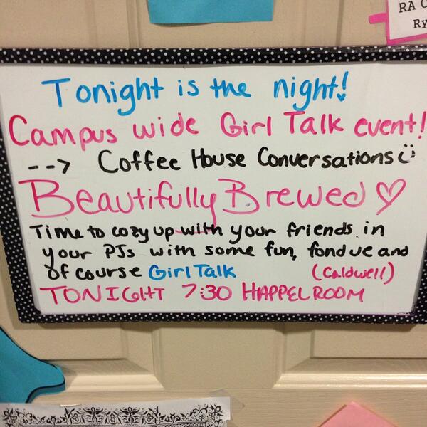 CUAGirlTalk's tweet photo. BEAUTIFULLY BREWED TONIGHT AT 7:30pm HAPPEL ROOM http://t.co/kqcGEjPlyO