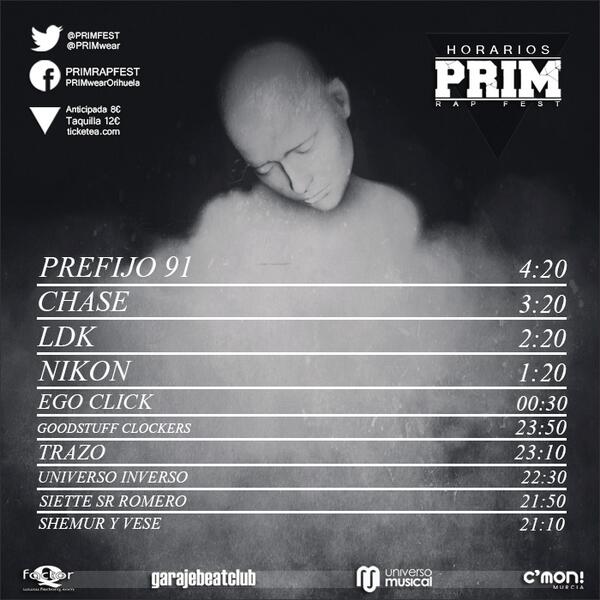 Horarios definitivos para el <a href="/PRIMFEST/">PRIM FEST</a>, mañana jueves 5 de diciembre en Sala Garaje Beat Club ¡Vamos!