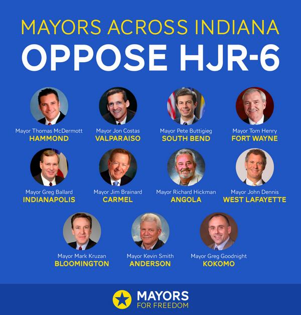 freedom_indiana's tweet image. Is your mayor speaking out against #HJR6? Check out Mayors for Freedom: freedomIN.org/Mayors #freedomIN #INLegis