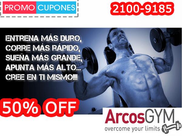 Promocupone's tweet image. Trabajemos por nuestra salud.AMIGOS PAGA $10 EN LUGAR de $20 por un mes de gimnasio  promocupones.net/deals/arcosgym2 2100-9185