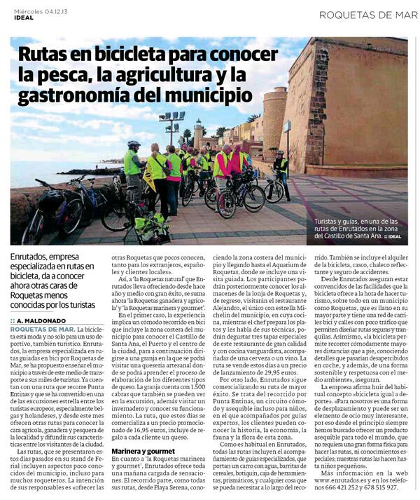 enruta2's tweet photo. @IdealRoquetas publica hoy un artículo sobre nuestras nuevas rutas http://t.co/hstwQ8WHgi