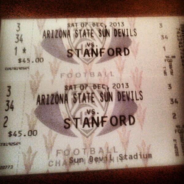 RedGiantTrucker's tweet photo. Tix have arrived for #Pac12Championship #ArizonaState #GoDevils #ChasingRoses  #FearTheFork #HomeFieldAdvantage http://t.co/5XhPTyGNC2