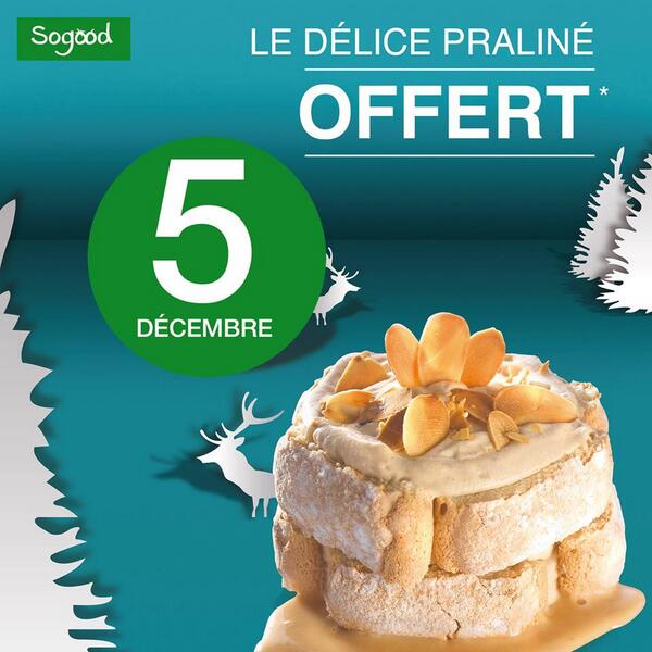 ProfConso's tweet image. Délice praliné OFFERT à l'achat d'1 risotto aux cèpes ou sandwich foie gras chez #Sogood. Mot de passe SO CHRISTMAS