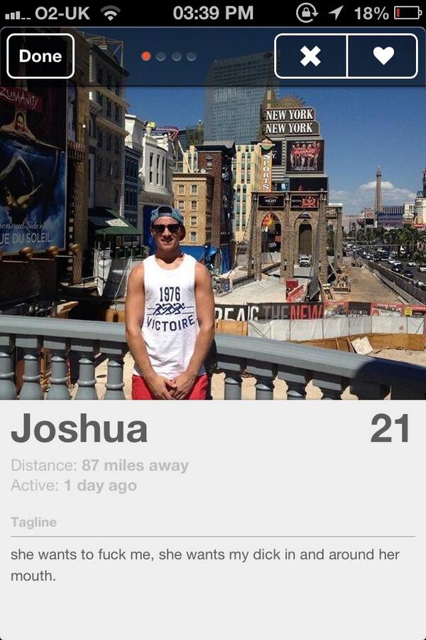 RebeccaTaylor94's tweet photo. @RachaelClarkee look at this guys tag line on Tinder!!!! #twat #nope http://t.co/wixyA86yqw