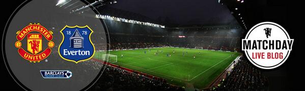 ManUtd's tweet photo. We're minutes away from kick-off between #mufc and @Everton. Follow the game in our live blog: http://t.co/5HmyYcqH00 http://t.co/AEd6S2JJQV