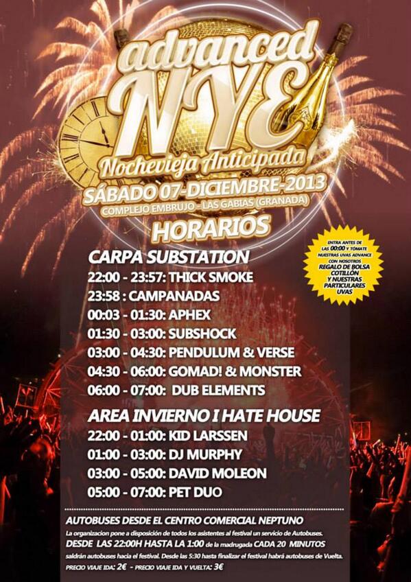 agenciaocio's tweet photo. Aqui os dejamos los horarios para el próximo sábado @Advancenye ¡Ultimo dia de anticipadas +info 665 694 628! http://t.co/FL1qsPL1YC