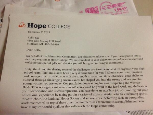 artofkellyfin's tweet image. Just got into Hope College!! #firstcollege such amazingly kind words! ☺😍💙 #HopeCollege @HopeCollege