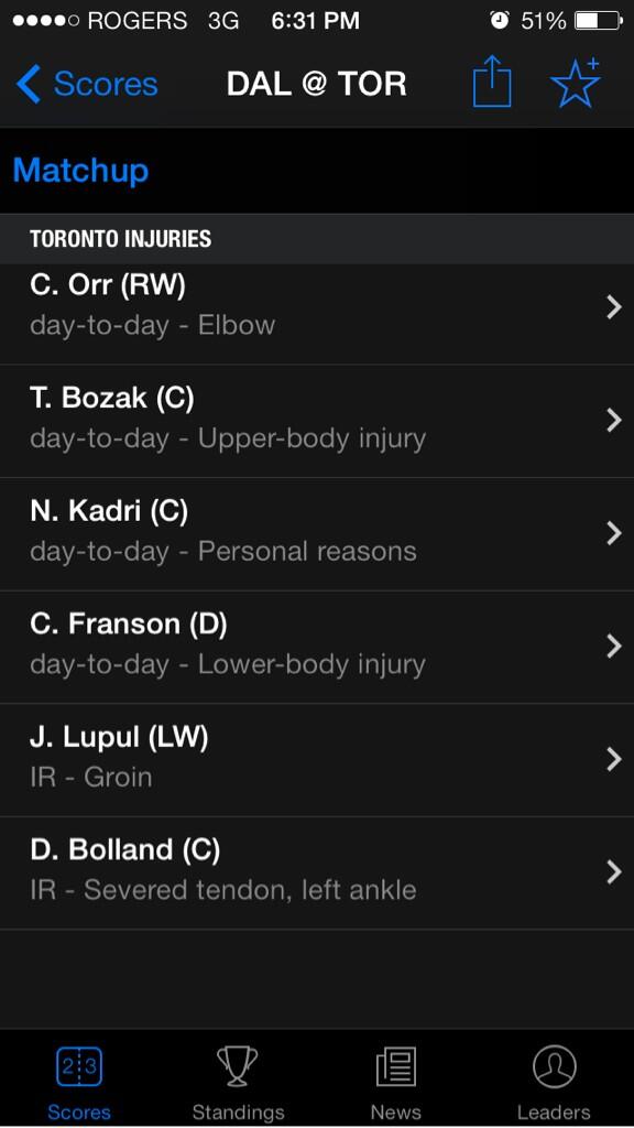 Who's next, Kessel or Van Riemsdyk?