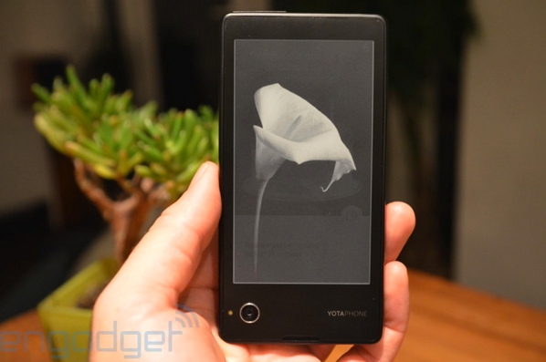 engadget's tweet photo. In case you missed it -- our hands-on with the YotaPhone, the e-ink Android phone: http://t.co/j8882zPmwr http://t.co/ODOgvjBDhr