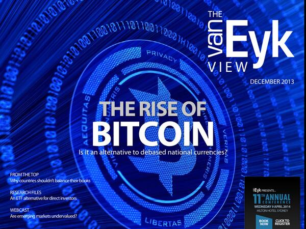 vanEykResearch's tweet photo. Is Bitcoin merely Fool's Gold? Read our take in the December issue of the van Eyk View. http://t.co/gFMYL9iekt http://t.co/CvQvgyUktX