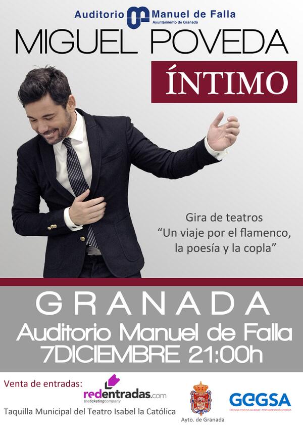 AuditorioMFalla's tweet image. Miguel Poveda este sábado a las 21 horas en el @AuditorioMFalla Os esperamos!