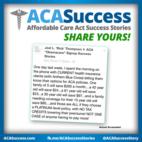 ObamacareSaves's tweet image. Rick sells health insurance. In one day he helped 9 people save lots of money by choosing Obamacare plans
