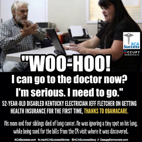 ObamacareSaves's tweet image. Jeff had a tiny spot on his lung, but couldn't afford treatment.  Obamacare will save his life.