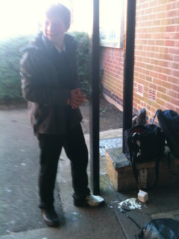 CoolAlexB's tweet image. Now this boy don't like yogurt all because he drop it on his shoe and inside