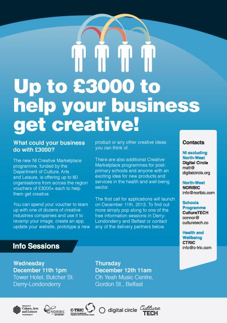Want £3k for your business to get creative? Creative Marketplace launch with DCAL, <a href="/noribic/">ノリビ@キャンプ</a> <a href="/digitalcircle/">digitalcircle</a> &amp; <a href="/C_TRIC/">C-TRIC</a>
