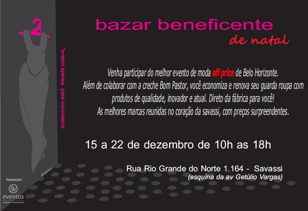 EncontrodaModa's tweet photo. Participem do Bazar beneficente SVEventos. http://t.co/dVJ5jqwRHJ
