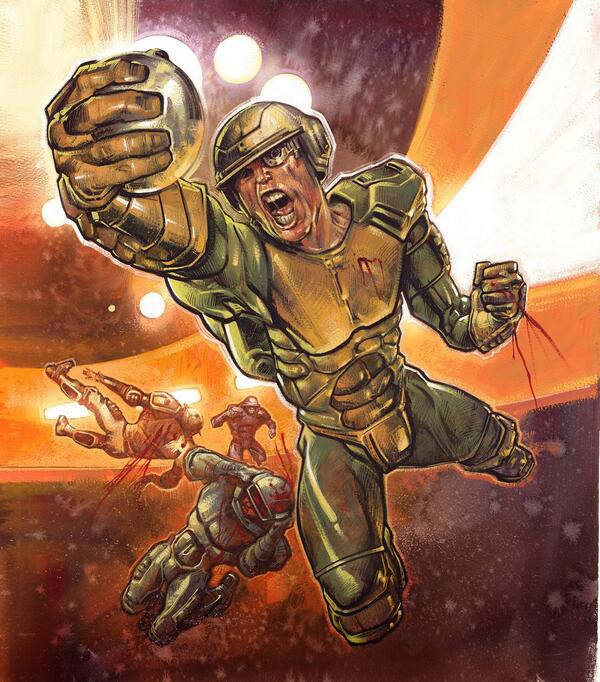 Mastertronic's tweet photo. Latest version of colour artwork we're working on ahead of the #Speedball2HD launch today! Hope you like it! http://t.co/ApBzt9Jr3e