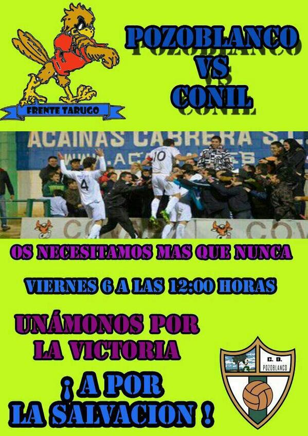 frentetarugo's tweet photo. A las doce menos veinte en la explanada del campo de fútbol!
Llevad material para animar! Os esperamos! Rt!! http://t.co/eV9Peb1xpJ