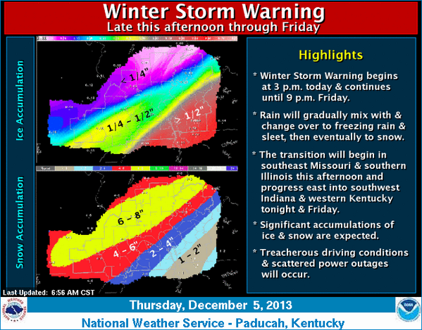 Here is a graphic showing the forecast for #winter weather in southern IL. Take it slow if you must drive.