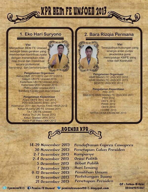 pemiraFE13's tweet photo. Untuk mengingatkan kembali teman-teman KMFE dengan capres BEM FE 2013, berikut jadwalnya. Ditunggu ya partisipasinya! http://t.co/v7PwgkIozK