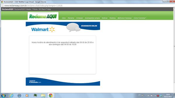 danielramoa's tweet photo. Se hj é quinta e estamos entre as 8h e as 20h, pq o atendimento de vcs não tá funcionando, @Walmart? http://t.co/74ImFIH9Vx