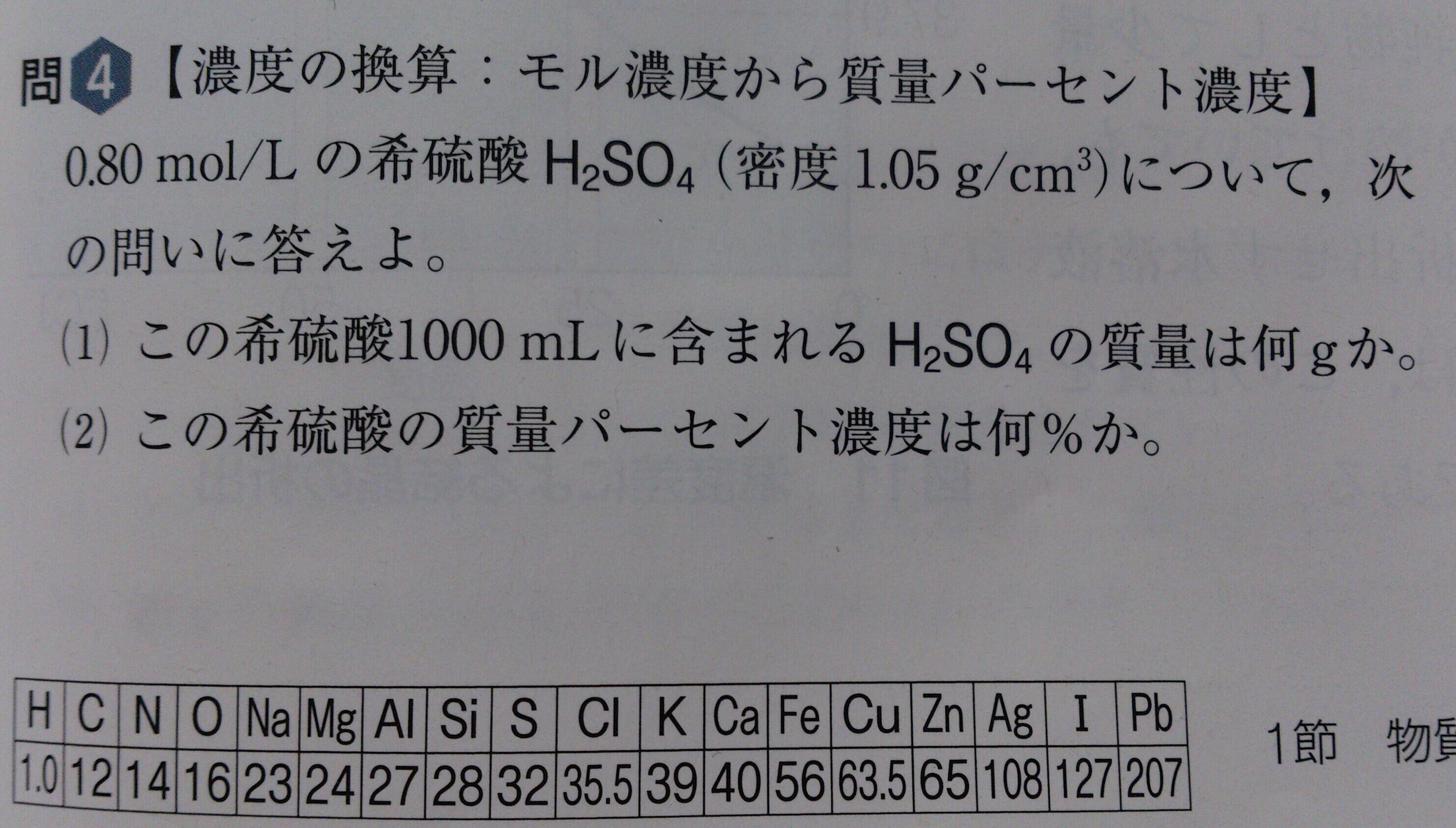 モル濃度から質量パーセント濃度 Twitter Search Twitter