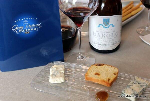Accoppiata: la Gran Riserva #Leonardi e il #Gorgonzola Piccante. In abbinamento Barolo VI 1988 Cordero di Montezemolo