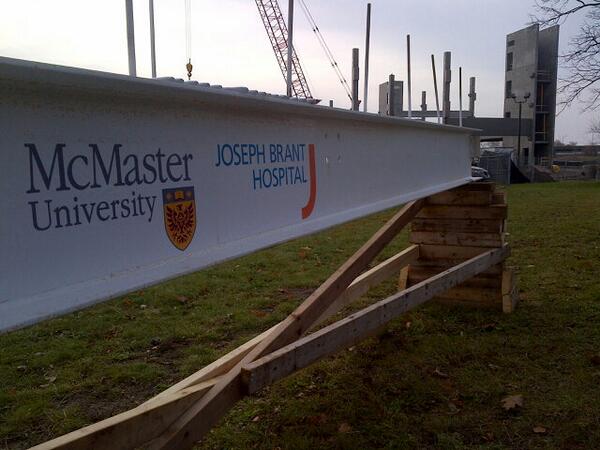 The beam is ready to be signed beside the construction of the Health Centre #JBHNewHosp <a href="/McMasterFamMed/">McMaster Family Med</a> #BurlON