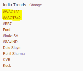 ASOTFestIndia's tweet image. #WAO138 &amp;amp; #ASOT642 are now trending in India.
Woot. @Arminvanbuuren @ASOT