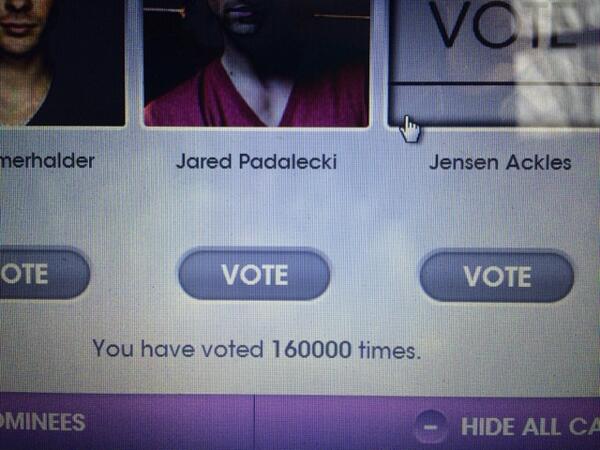 lysaissa's tweet photo. JUST HIT 160k!! Supernatural #scifitv #peopleschoice and Jensen Ackles #scifiactor #peopleschoice http://t.co/GEvfrfFvup